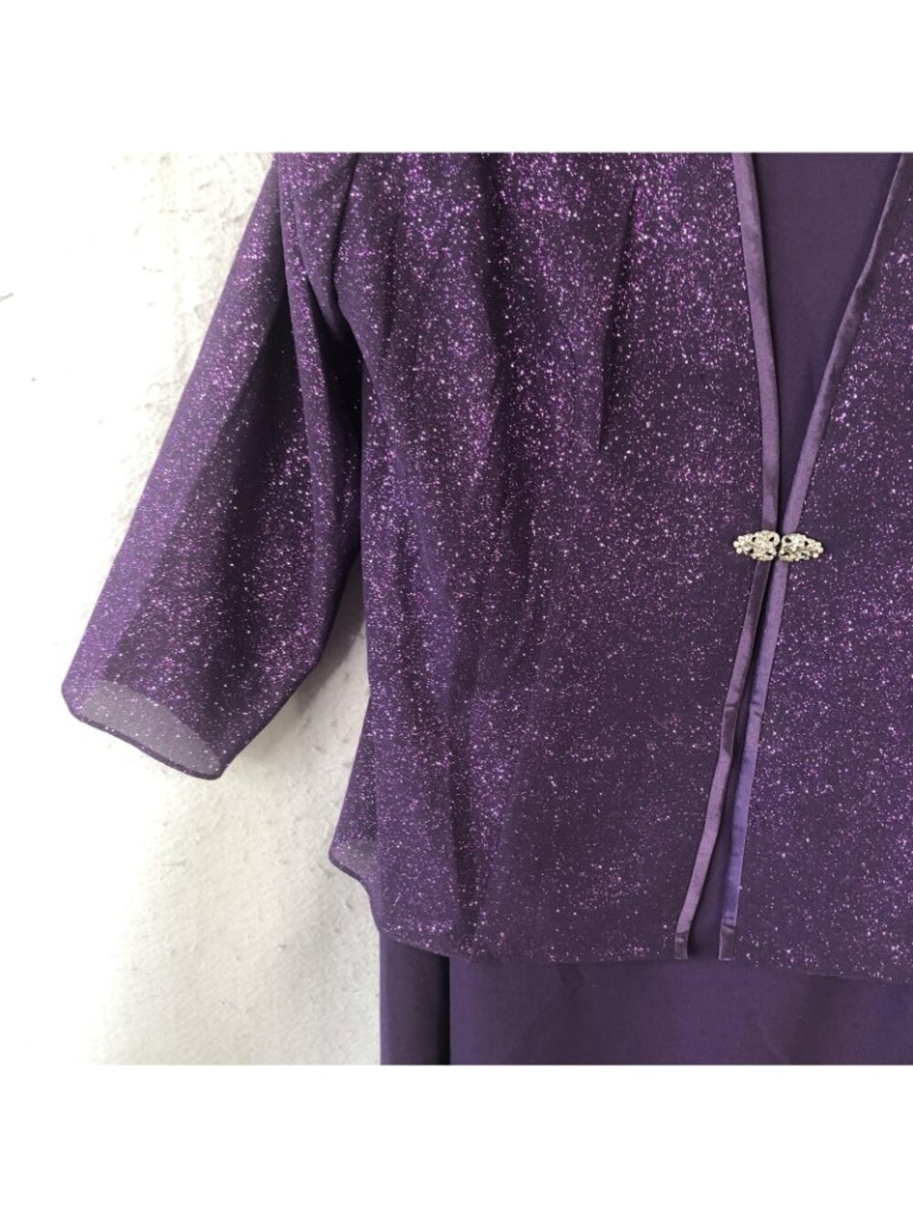 R&M Richards Dress Womens 18W Purple Glitter Jacket 2 Piece Formal Gown Set - Picture 11 of 16
